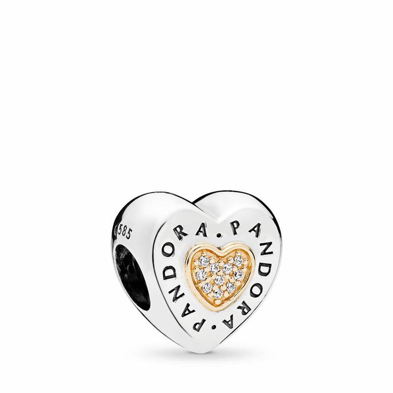 Pandora Australia Signature Heart Charm - Two Tone | IMXHAK362